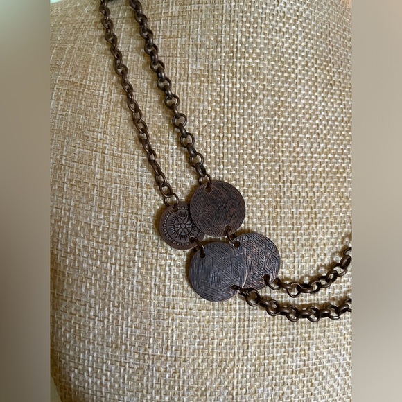 Brass coin long necklace - Picture 5 of 6